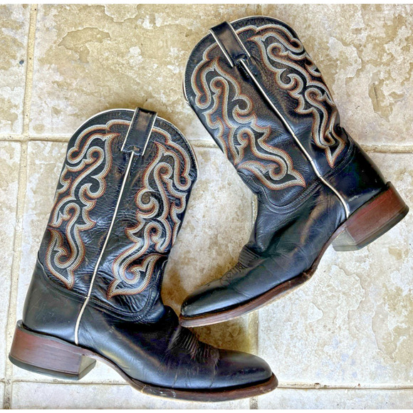 Nocona Imperial Calf Western Boots Men's 10D Black Square Toe - Picture 4 of 12